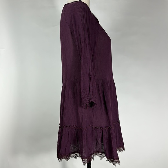 Aerie deep purple Boho 3/4 sleeve lace bottom dress - size XS - Picture 4 of 5